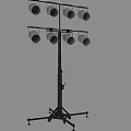 Portable Outdoor Light With Multiple Adjustable Heads On Wheeled Floor Stand 3d model