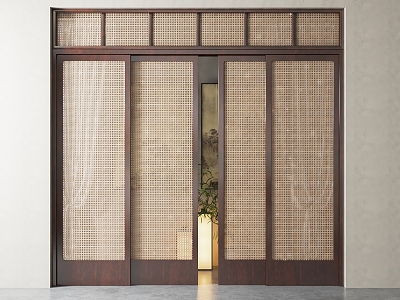 New Chinese-style sliding door 3d model