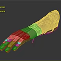 Intricate Carved Copper Metallic Gauntlet With Decorative Patterns And Metallic Details