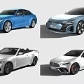 Luxury BMW Audi Mercedes Cars Blue Light Blue White Sedan Convertible Models Showcase