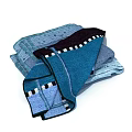 Stack Of Soft Absorbent Blue Towels With Various Shades And Textured Patterns 3d model