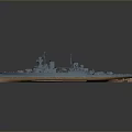 Vintage Warship 3D Model With Turrets Detailed Deck And Hull Design