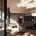 Modern Garden Landscape Design With Outdoor Courtyard Trees Glass Architecture And Natural Light