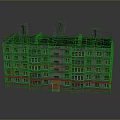 Multi Floor Apartment Building With Windows Balconies Red Door Yellow Trim And Antennas