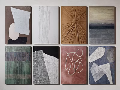 Abstract Artworks Wall Decor With Various Textures Geometric Patterns And Neutral Tones 3d model