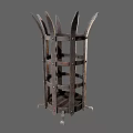 Vintage Agricultural Equipment With Metal Frame Spiked Top And Grid Design Base Supports
