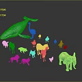 Various Colored Animal Figurines With Different Sizes Including Whale Ostrich Tiger And Elephant