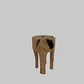 Natural Wooden Stool With Rustic Texture And Unique Holes For Home Decor