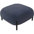 Modern Round Dark Blue Fabric Stool With Black Thin Legs 3d model