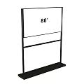 80 Inch Floor Standing Projection Screen With Black Frame And White Display Surface