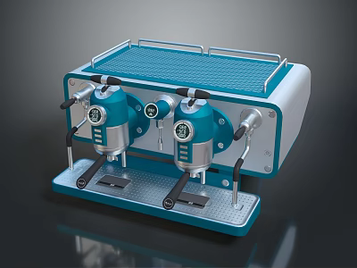 Vintage Blue Silver Mini Desktop Computer With Dual Knobs And Reflective Base 3d model
