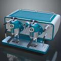 Vintage Blue Silver Mini Desktop Computer With Dual Knobs And Reflective Base