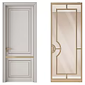 Modern Hinged Doors Design With Gray White Gold Accents And Glass Panels