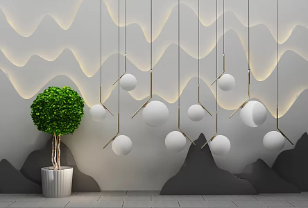 New Chinese Chandelier Combination Plant Potted Plant 3d model
