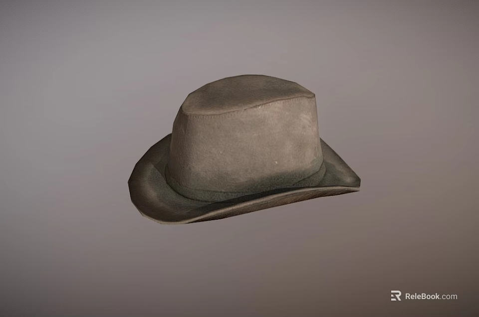 Elegant Classic Gray Wool Hat With Smooth Brim And Comfortable Fit Design 3d model 