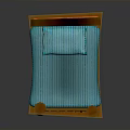 Wooden Children's Bed With Tree Stump Shaped Legs Blue Striped Mattress And Pillow