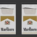 Two Open Marlboro Cigarette Packs On Black Background With Reflection 3d model