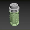 Light Green Spice Bottle with Raised Dot Decorations and Silver Lid for Modern Kitchen Use