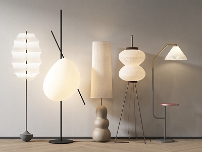 Modern Cream Style Floor Lamp 3d model