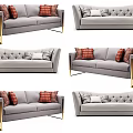 Modern Elegant Sofa Set With Decorative Pillows Metal Legs And Button Tufted Design 3d model