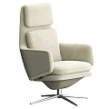 Modern Beige Upholstered Office Chair With High Backrest And Swivel Base