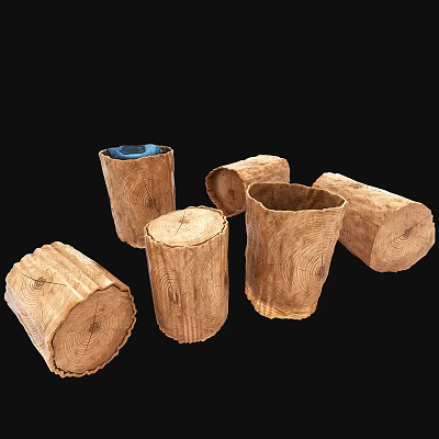 Modern Stakes Stool Stump Wood 3d model