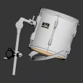 White Snare Drum With Metal Stand Shiny Chrome Hardware And Natural Drumhead