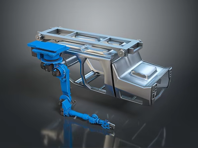 Game and Movie Character Futuristic Mechanical Robot With Metallic Frame And Blue Hydraulic Components 3d model
