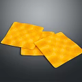 Yellow Square Cheese Slices With Grid Texture On Dark Background 3d model