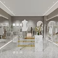 Modern Fashion Store Interior With Mannequins Display Racks And Decorative Elements 3d model