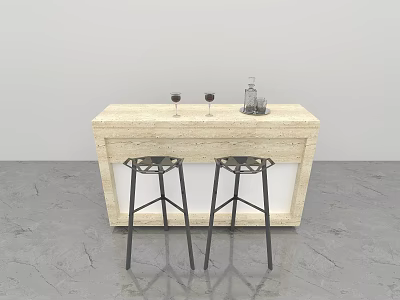 Modern Bar Chair Combination Leisure Chair Rattan Chair Collection 3d model