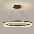 Modern Double Ring Chandelier With Black Metal Frame Illuminated Light Strips And Gold Accents