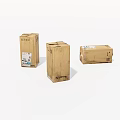 Three Brown Cardboard Boxes For Shipping With Labels And Sturdy Design 3d model