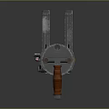 Detailed Design of Multi Barrel Weapon With Mechanical Structure Yellow Silver Components And Support Base