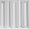 Classical White Roman Columns in Various Styles on Light Gray Background 3d model