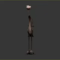 Copper Colored Crane Shaped Decorative Floor Lamp With Pink Flower Accent