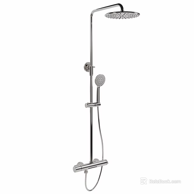 Modern Chrome Shower Faucet With Handheld And Fixed Showerhead Design 3d model 