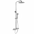 Modern Chrome Shower Faucet With Handheld And Fixed Showerhead Design