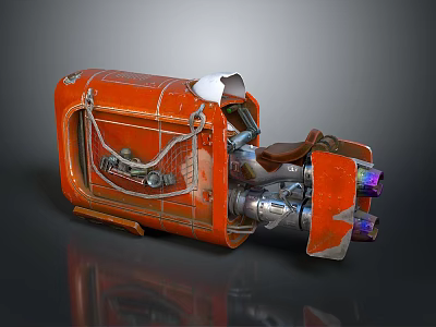 Orange Mechanical Equipment With Leather Seat And Metal Structure Components 3d model