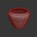 Hand Carved Clay Pot Sculpture With Textured Surface And Rustic Design 3d model