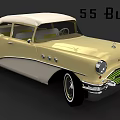 1955 Buick Classic Car With Cream White Body And Chrome Accents