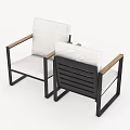 Stylish Single Sofa in Modern Design with Fabric Upholstery and Black Metal Legs
