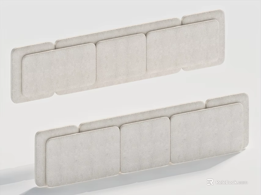 Light Gray Rectangular Felt Decorative Panels For Home Interior Design 3d model
