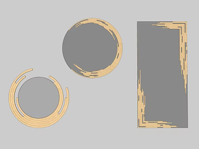 Various Shapes Decorative Mirror With Round And Rectangular Designs And Wooden Frames 3d model