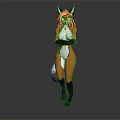 Anthropomorphic Fox Character 3D Rendering with Blonde Hair Orange White Fur Black Ears and Tail