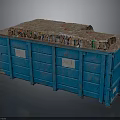 Blue Dumpster Filled With Stacked Recycled Paper And Cardboard Materials
