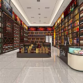 Tobacco And Wine Store Interior With Shelves Displaying Products And Service Counter