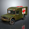 Vintage Green Military Ambulance With Red Cross Markings And Retro Design