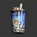 Refreshing Bubble Tea Cup With Boba Pearls Ice Cream And Chocolate Drizzle