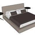 Modern Upholstered Double Bed With Beige Headboard Dark Bedspread And Side Tables 3d model